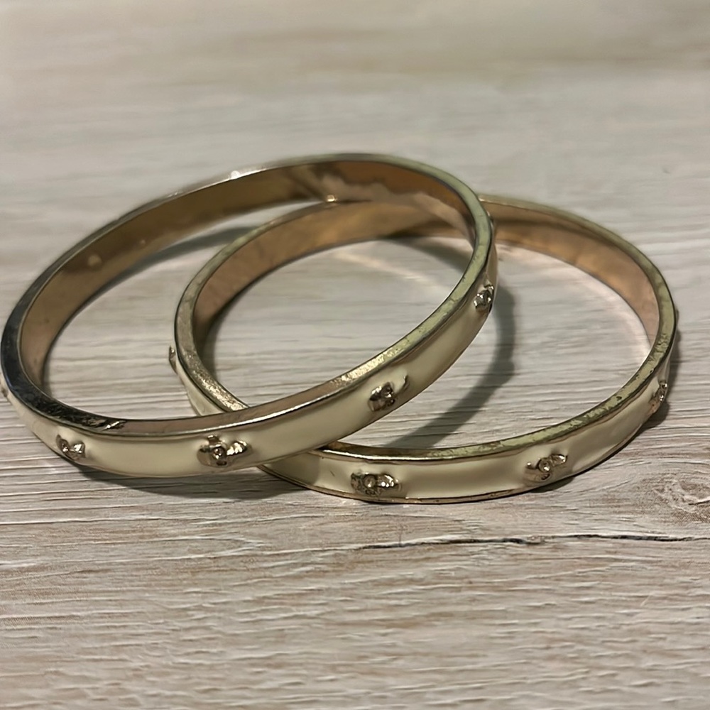 Cream and gold skull bangles (set of two)